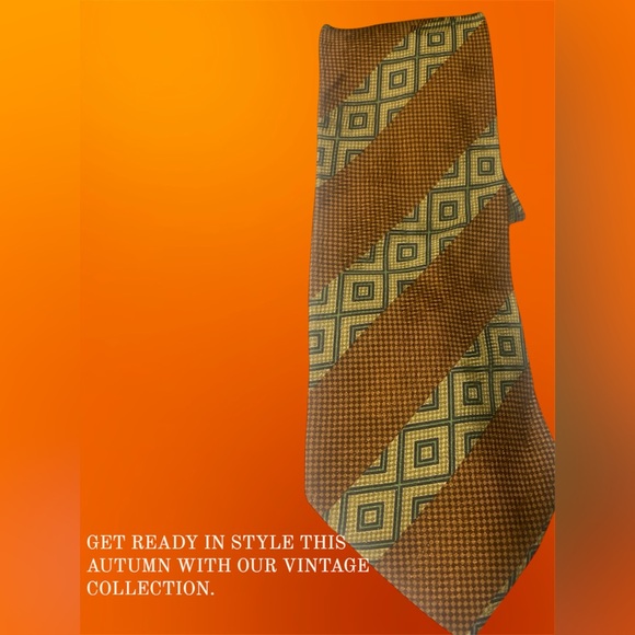 Giorgio Armani Cravatte 100% silk tie Made in Italy Brown/Grey Vntg.  EUC - Picture 1 of 8